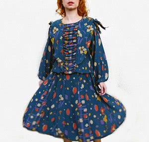 Girl in Floral Vintage Midi Dress