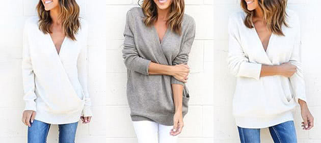 woman in gray sweater