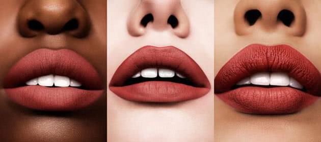 three women mouths with lipstick
